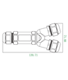 Zwarte Y-verdeeldoos, 5-aderig - IP68 waterdicht, voor kabelverbindingen, Ø8-12mm kabel