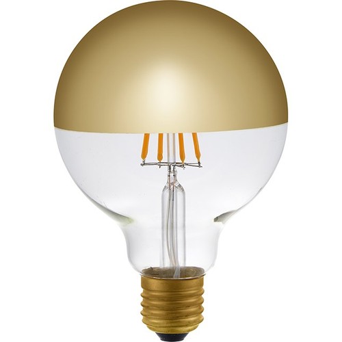 E27 4W dimbare LED kogellamp - G95, Kopspiegel goud, 350lm, 2500K, filament globe