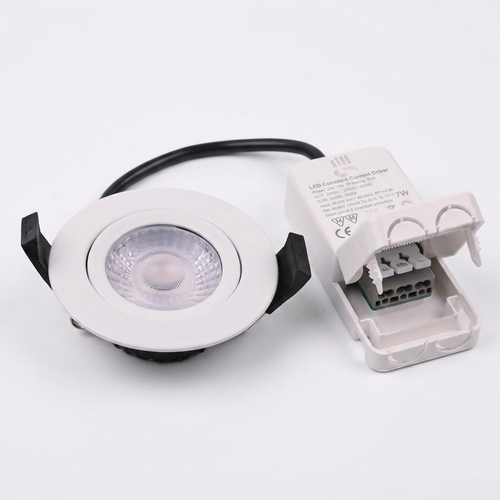 7W Inbouwspot RA96, DimToWarm+CCT, Dimbaar - Gat: Ø6,8 cm, Afm: Ø8,3 cm, Witte rand