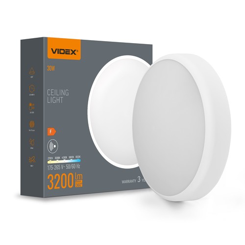 30W LED plafondlamp met sensor - 5CCT, witte rand, ingebouwde bewegingssensor
