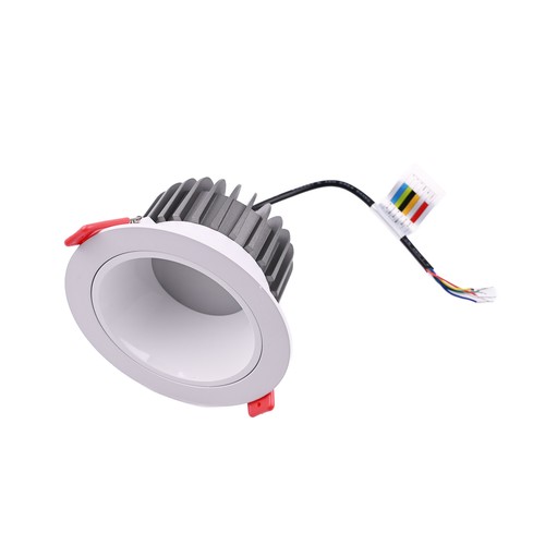 13W Ø11,4cm inbouwspot RGB+CCT RA93 - 24V DC, Gat: Ø9,5 cm, Afm: Ø11,4 cm, Witte rand
