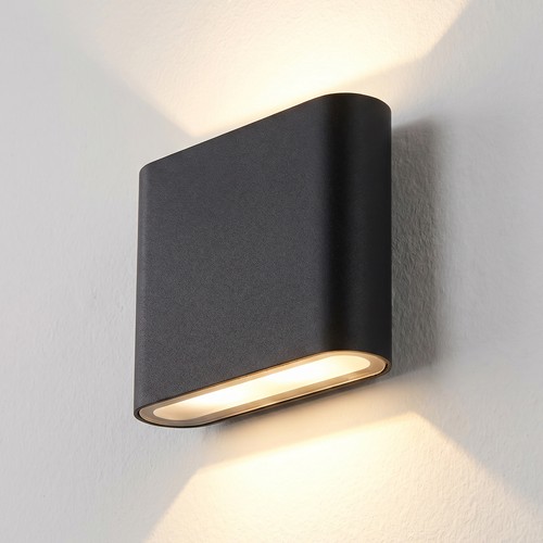 8W DuoLume wandlamp - Vierkant, IP65, zwart, up/down, binnen/buiten, incl. lichtbron