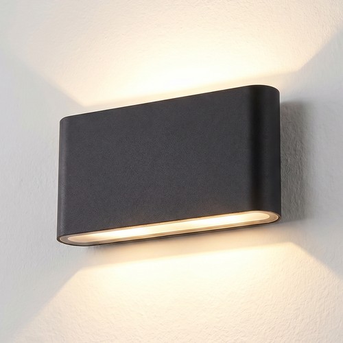 12W DuoLume wandlamp - Rechthoek, IP65, zwart, op/neer, binnen/buiten, incl. lichtbron