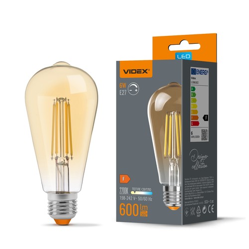E27 6W dimbare LED filament lamp - ST64, extra warm wit, brons glas