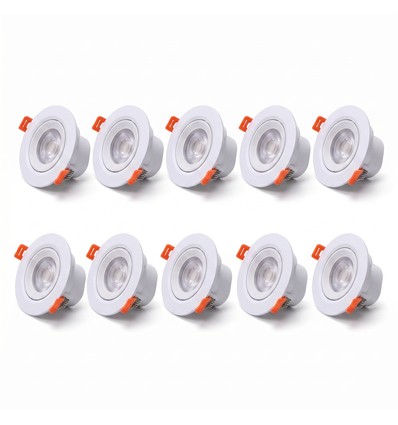 10 stuks 7W Ø8,8cm LED inbouwspot - Gat: Ø6,8 cm, CCT - 3 lichtkleuren