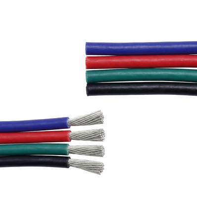 5m 1,2mm² RGB kabel - 4-aderig (16AWG), 12V-24V voor LED strip