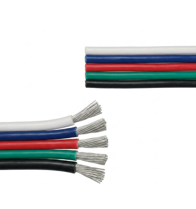10m 1,2mm² RGBW kabel - 5-aderig (16AWG), 12V-24V voor LED strip