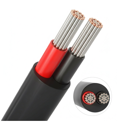 10m Kabel rood/zwart, zwart rond - 2x0,35mm², 12V-24V, voor LED-strip