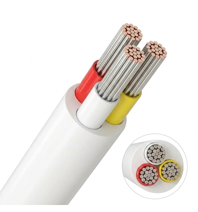 10m CCT kabel, wit rond - 3x0,35mm², 12V-24V voor LED strip