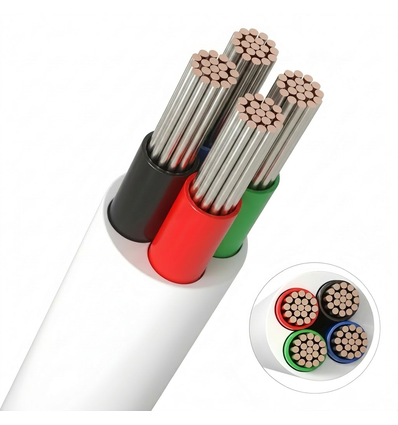 20m RGB kabel, wit rond - 4x0,35mm², 12V-24V voor LED strip