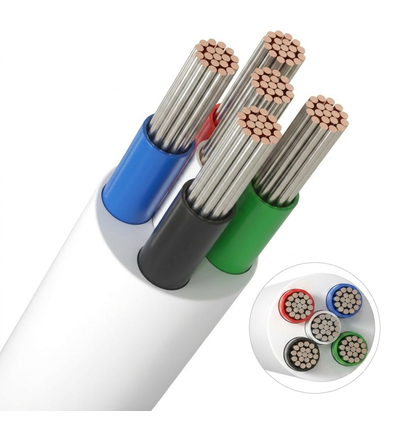 20m RGBW kabel, wit rond - 5x0,35mm², 12V-24V voor LED strip