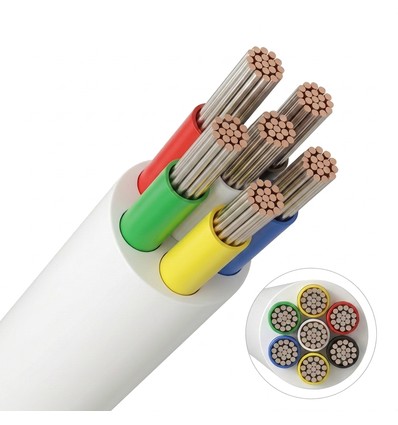 5m RGB+CCT kabel, wit rond - 6x0,35mm², 12V-24V voor LED strip
