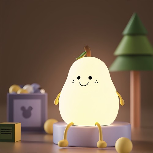 MOCHI Peer nachtlampje van zachte siliconen - oplaadbaar, kleurwissel + warm wit