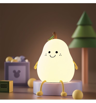 MOCHI Peer nachtlampje van zachte siliconen - oplaadbaar, kleurwissel + warm wit