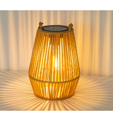 Solar Rattan Lantaarn – Boho tuinlamp met automatische aan/uit functie, IP44