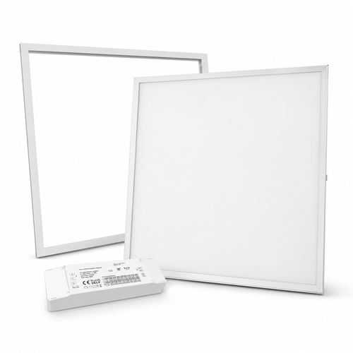 60x60 Troldtekt paneel + frame met veren - Complete set met dimbare driver, 36W