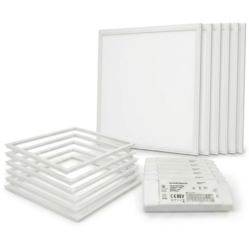 6 st. Troldtekt paneel + frame met veer - UGR19, 60x60, dimbare driver