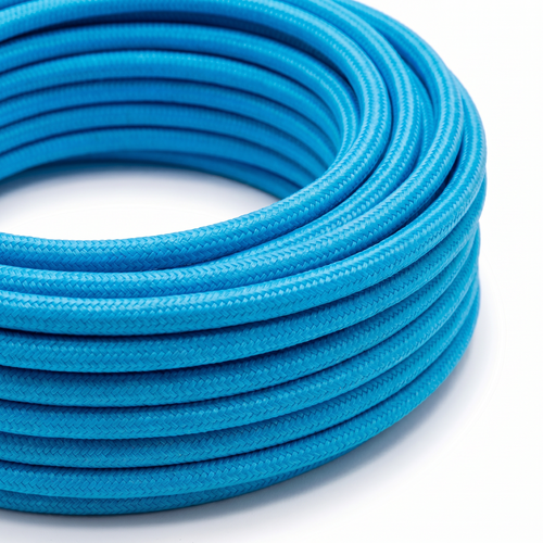 5m Stoffen kabel 2x0,75 mm², textiel - 230V, Lichtblauw