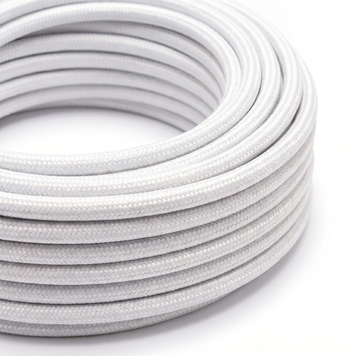 5m Stofkabel 2x0,75 mm², textiel - 230V, Wit