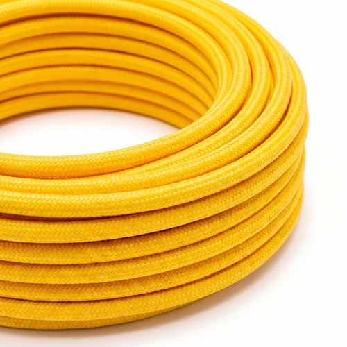5m Stofkabel 2x0,75 mm², textiel - 230V, Geel
