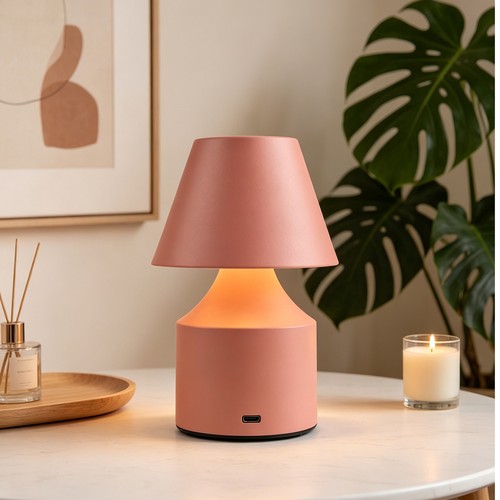 Oplaadbare LED tafellamp - Roze, touch dimbaar, 3-in-1, IP20 binnen