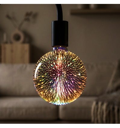 3D LED Lamp 4W E27 - Ster effect, 3000K, G125