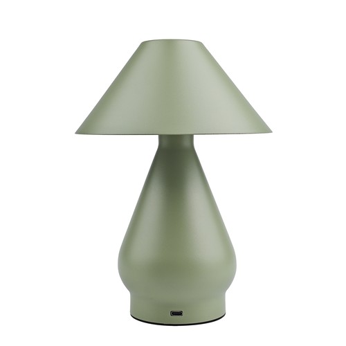 Oplaadbare LED tafellamp - Groen, Ø16cm, 21,5cm hoog, touch dimbaar, 3-in-1, IP20 binnen