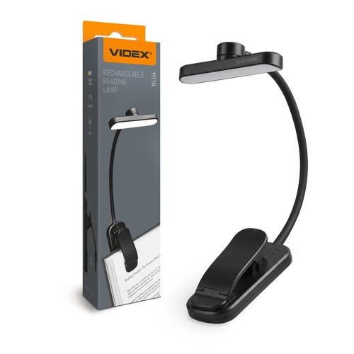 Zwarte oplaadbare LED-leeslamp - draagbaar, incl. lichtbron