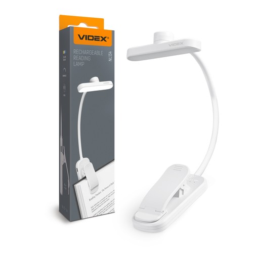 Witte oplaadbare LED-leeslamp - Draagbaar, flexibele arm