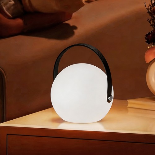 Oplaadbare RGB LED tafellamp Ø13cm - Wit, incl. afstandsbediening, IP54 buiten