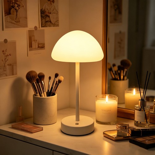 Oplaadbare LED tafellamp Binnen/Buiten - Wit, touch dimbaar, 3-in-1, IP20 binnen