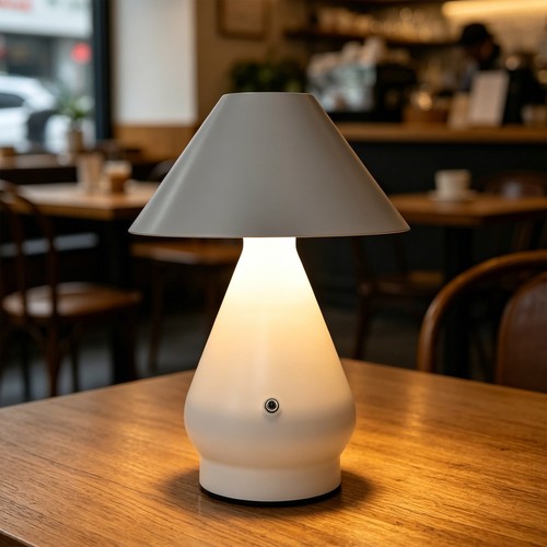 Oplaadbare LED tafellamp - Wit, Ø16cm, 21,5cm hoog, touch dimbaar, 3-in-1, IP20 binnen