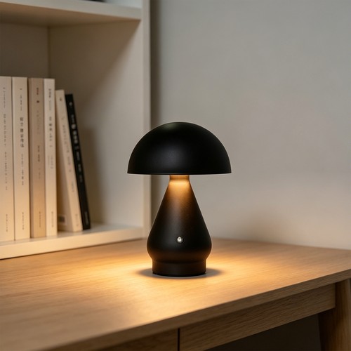 Oplaadbare LED tafellamp - Zwart, Ø15cm, 22cm hoog, touch dimbaar, 3-in-1, IP20 binnen