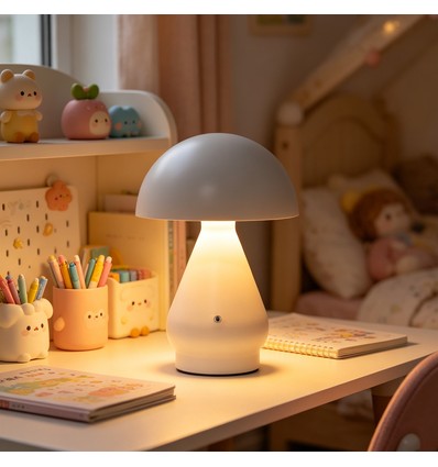 Oplaadbare LED tafellamp - Wit, Ø15cm, 22cm hoog, touch dimbaar, 3-in-1, IP20 binnen
