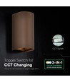 10W LED wandlamp 3-in-1 - Cortenkleurige behuizing, IP65, up/down light, incl. lichtbron