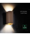 10W LED wandlamp 3-in-1 - Cortenkleurige behuizing, IP65, up/down light, incl. lichtbron