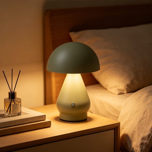 Oplaadbare LED tafellamp - Groen, Ø15cm, 22cm hoog, touch dimbaar, 3-in-1, IP20 binnen