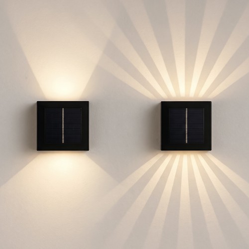 Wandlamp op zonne-energie met instelbaar lichteffect - IP54, zwart, draaibaar, vierkant, schemersensor