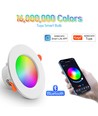 6 st. RGB+CCT Smart Home downlight - 5W LED, Bluetooth, afstandsbediening, werkt met Google Home en Alexa