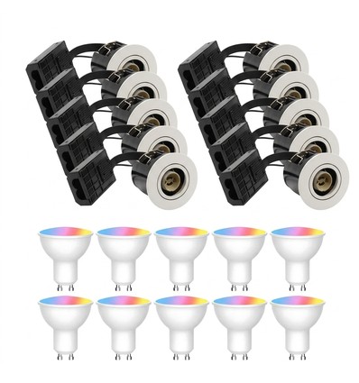10 st. Wifi inbouwspot Inno88 - Incl. Smart home GU10 lampen, wit, IP44, geschikt voor isolatie