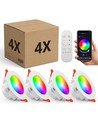 4 st. RGB+CCT Smart Home downlight - 5W LED, Bluetooth, afstandsbediening