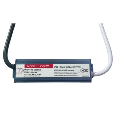 36W / 12V DC voeding - 3A, IP67 waterdicht