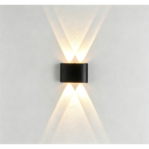 4W CURVE wandlamp - IP65, zwart, up/down, buiten, incl. lichtbron