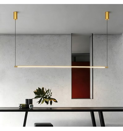 126cm dimbare eettafellamp - Goud, 18W LED, incl. draadophanging