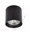 Plafondlamp voor AR111 GU10 - Zwart, Ø11,8cm, 11cm hoog, aluminium, zonder lichtbron