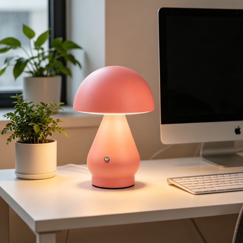 Oplaadbare LED tafellamp - Roze, Ø15cm, 22cm hoog, touch dimbaar, 3-in-1, IP20 binnen