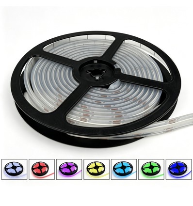 5m 13W/m RGB Dotless COB-LED strip - 24V DC, IP67, 576 LED's per meter