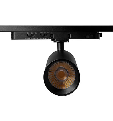 10-14W 3-fasen CCT Triac spanningsrailspot - RA93, instelbare CCT & Watt, zwart