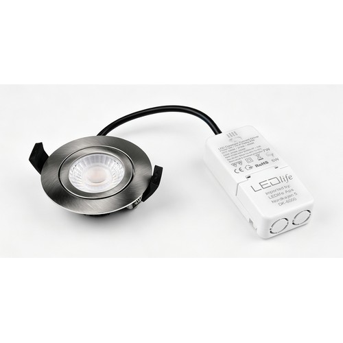 7W Ø8,3cm DimToWarm+CCT inbouwspot dimbaar RA96 - Gat: Ø6,8 cm, Geborsteld staal