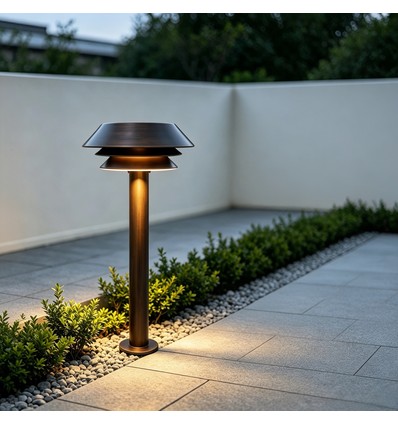 Antiek messingkleurige tuinlamp - E14, 60 cm, IP54 buiten, excl. lichtbron